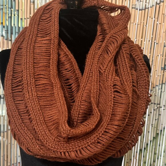 1937 Accessories Knit Tube Snood Scarf, Wool Alpaca Blend, Unisex, OS, Cinnamon - Picture 2 of 7